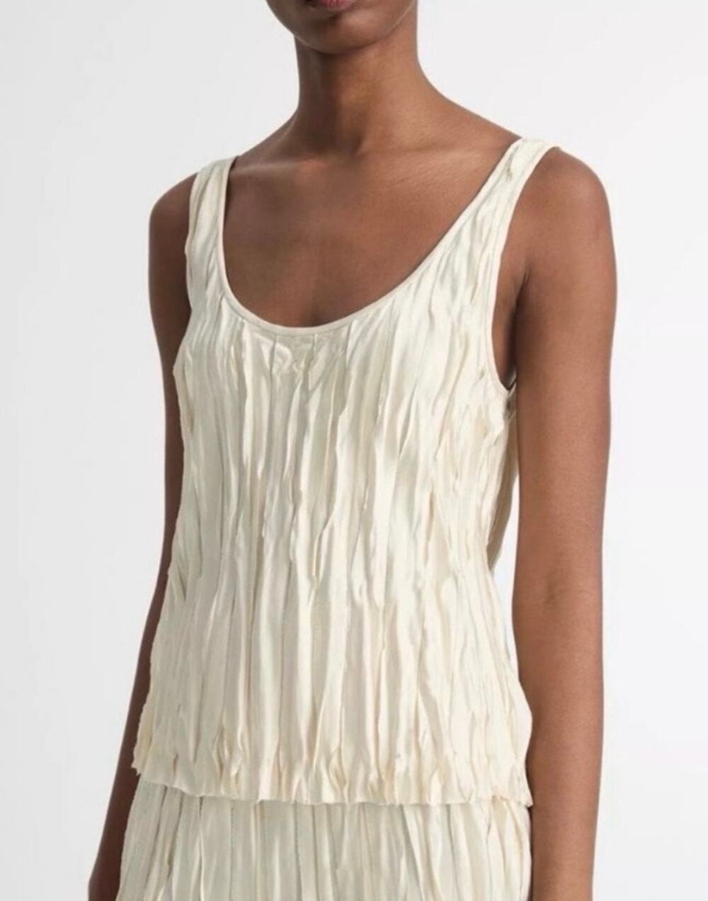 Vince Crushed Bias-Strip Tank Top in Ivory. Originally $365 Size L. NWOT